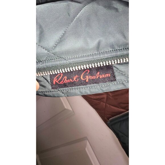 NWT Robert Graham Men's Reversible Quilted Jacket Green/Brown Full-Zip Closure S - Picture 6 of 11